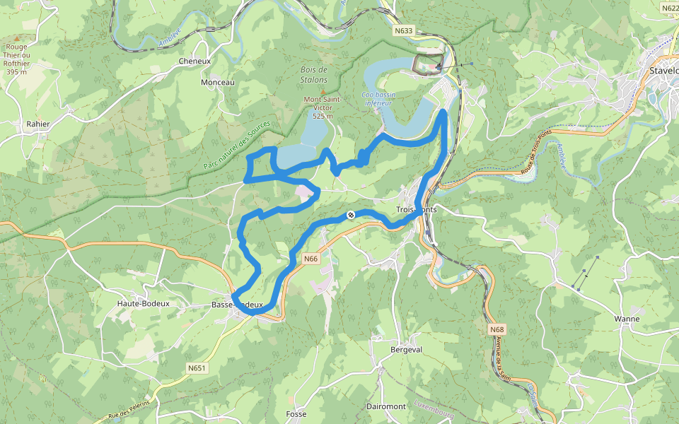 3. Promenade des Hameaux walking route map in Trois-Ponts