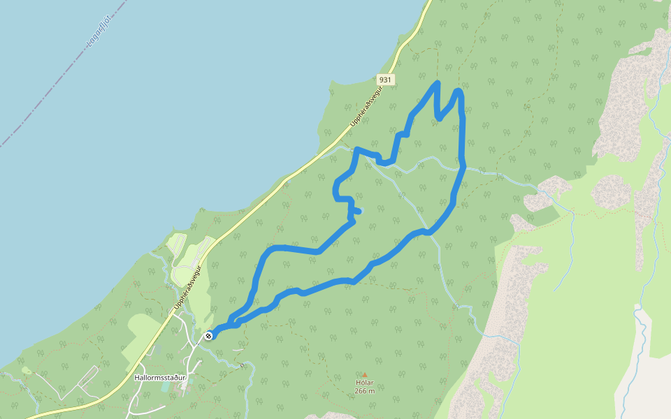 Hólar walking route map in Hallormsstaður