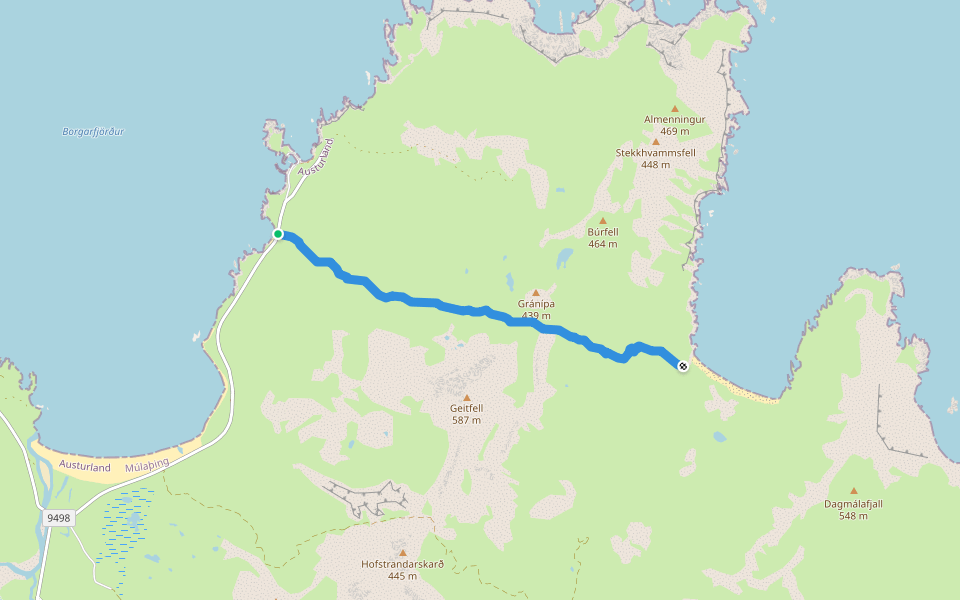 Brunavik walking route map in Hallormsstaður
