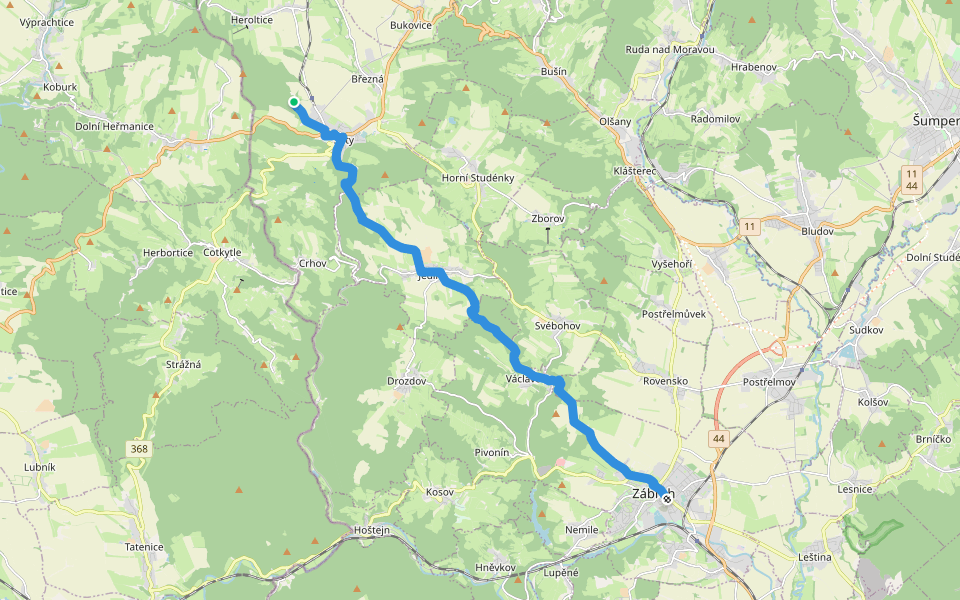 [Z] Štíty - Zábřeh walking route map in Štíty