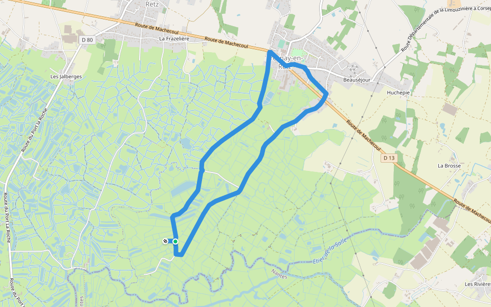 Le Marais walking route map in Villeneuve-en-Retz