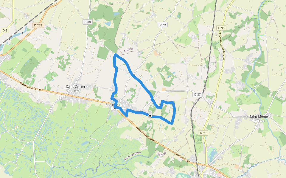 Les Ajoncs walking route map in Villeneuve-en-Retz