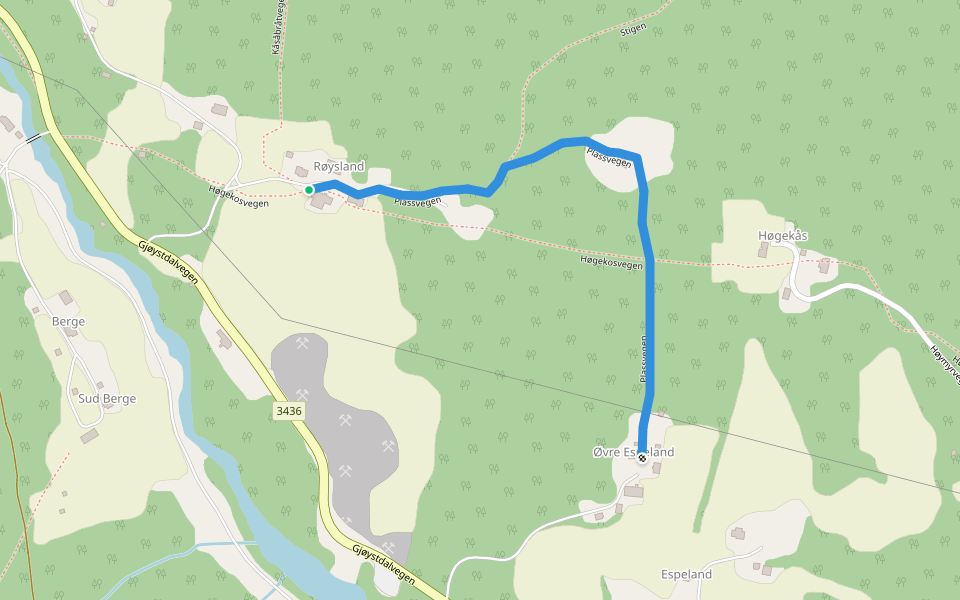 Plassvegen walking route map in Atrå