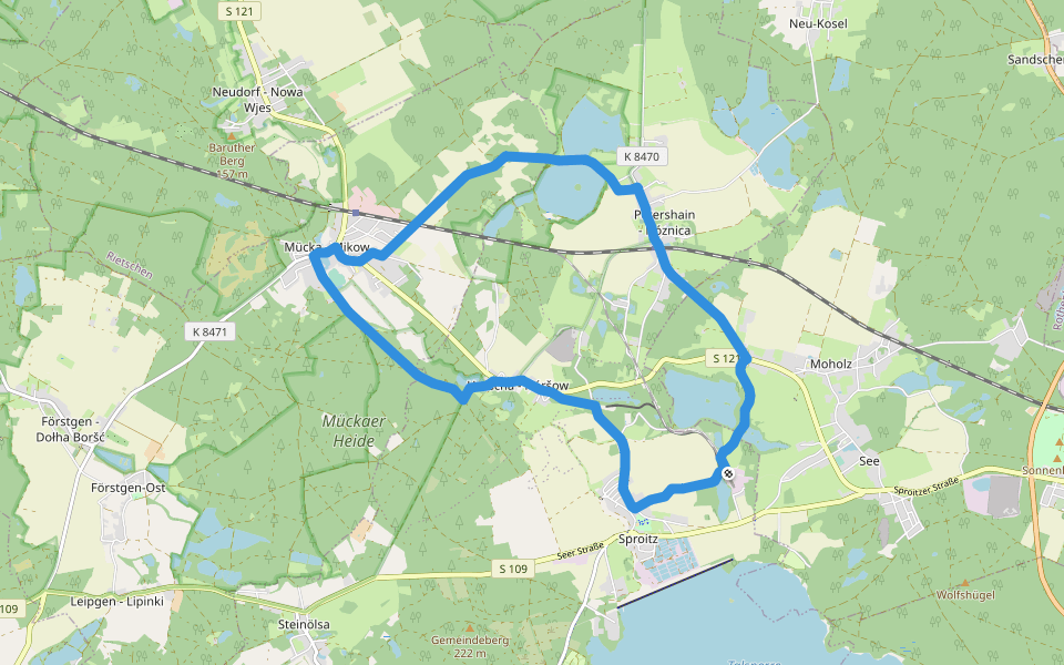 Rundweg Petershainer Teiche walking route map in Quitzdorf am See