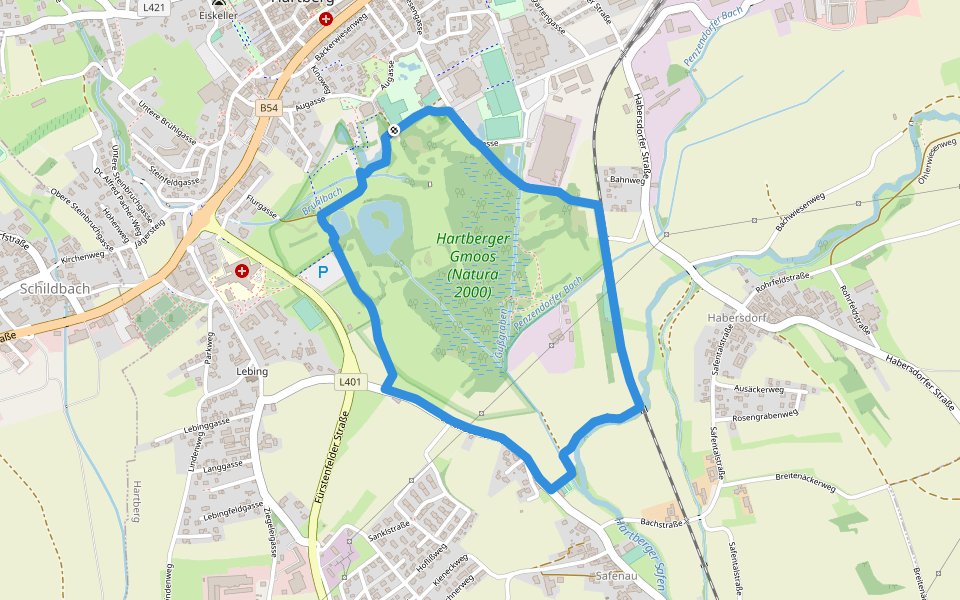 Gmoosrundweg walking route map in Hartberg