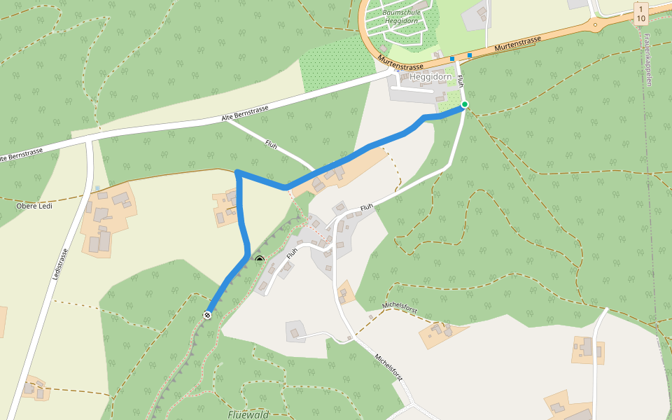 Heggidorn - Lediflue walking route map in Frauenkappelen