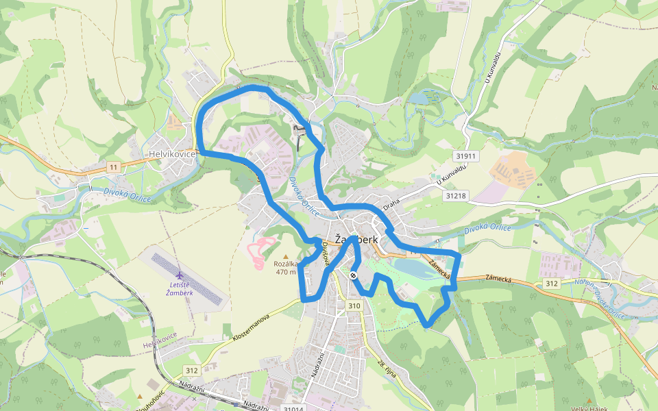 Výletní okruh městem walking route map in Zamberk