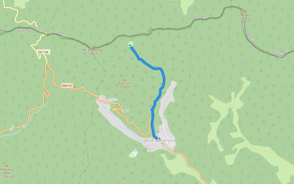 Băile Balvanyos - Tinovul Buffogo walking route map in Covasna