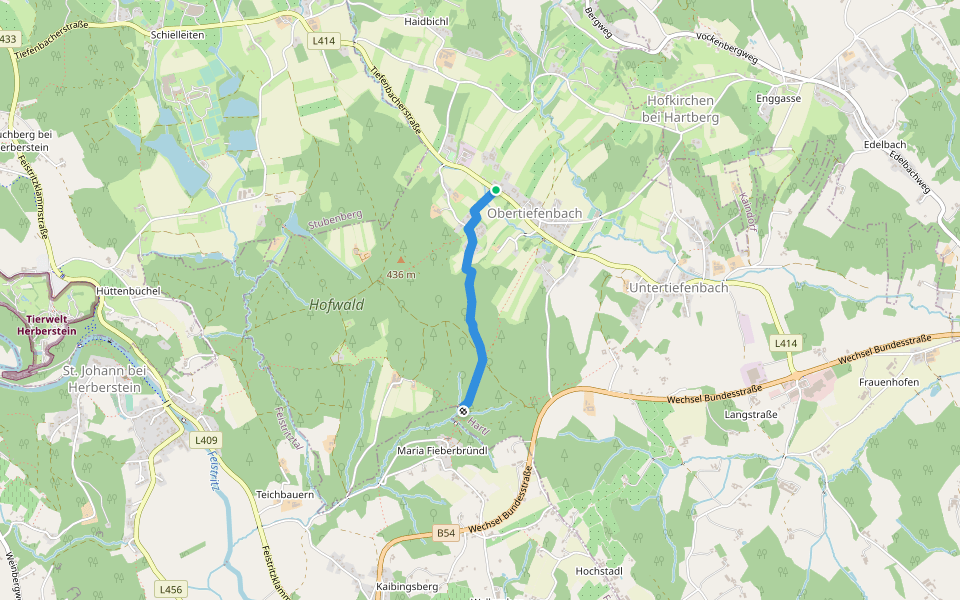 Wanderweg Obertiefenbach - Maria Fieberbründl walking route map in Obertiefenbach