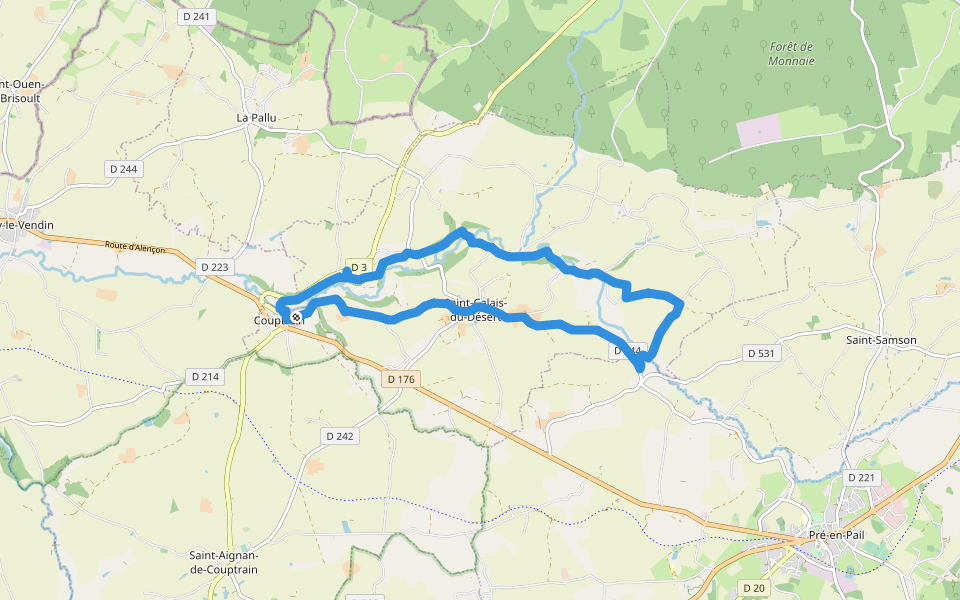 Boucle des Moulins walking route map in Couptrain