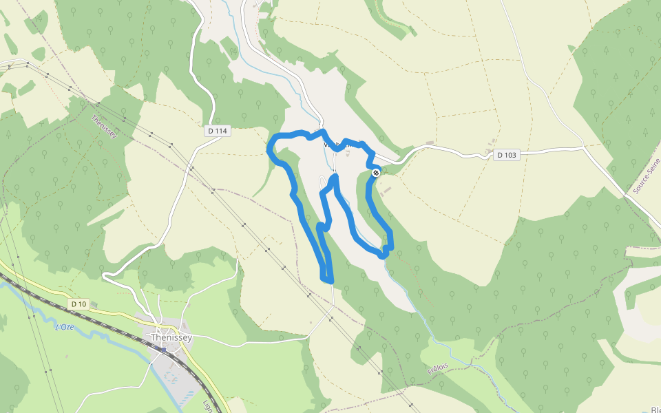 Autour du Ru de Vau walking route map in Frolois