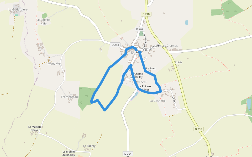 Boucle du Gage walking route map in Madré