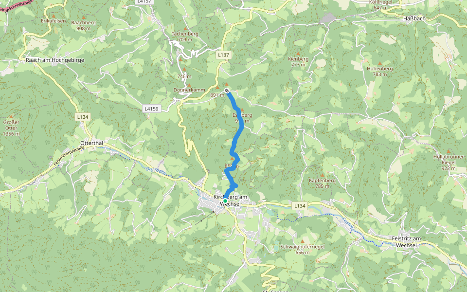 Kirchberg a.W. - Karlhöhe walking route map in Kirchberg am Wechsel-Markt