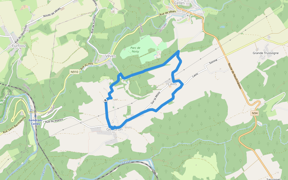 Promenade de Lavis walking route map in Houyet
