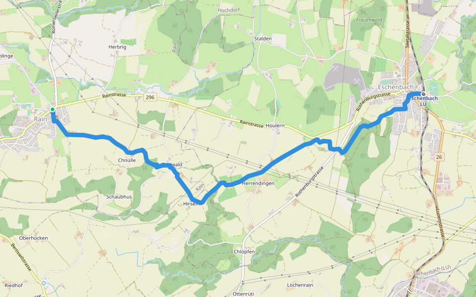 Eschenbach - Rain walking route map in Rain