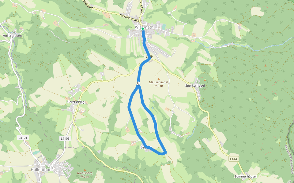 Wiesmath - Beilstein - Wiesmath walking route map in Wiesmath