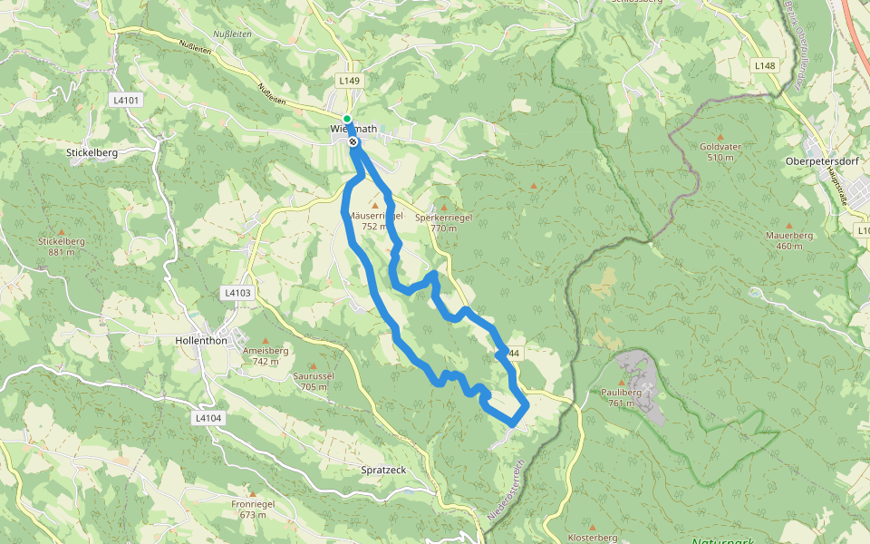 Wiesmath - Lehen - Sommerhäuser - Schwarzenberg - Stadtweg - Wiesmath walking route map in Wiesmath