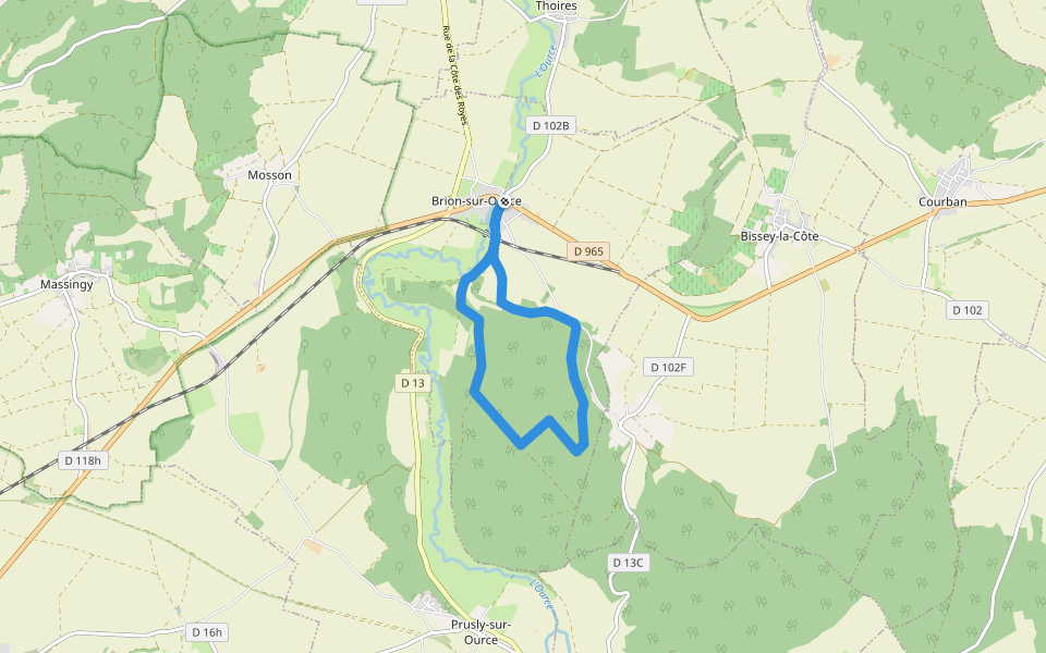 Circuit de la Table aux Loups walking route map in Brion-sur-Ource