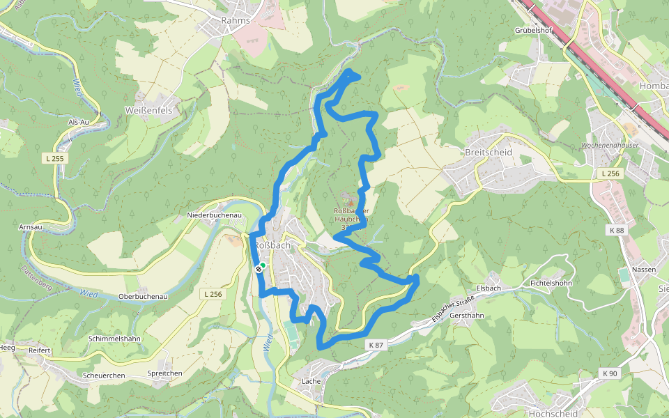 Rundwanderweg Roßbach 3 walking route map in Roßbach
