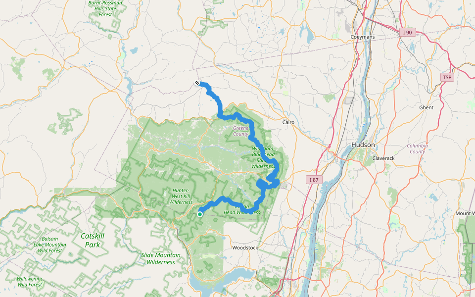 Long Path (Greene County) walking route map in Willow