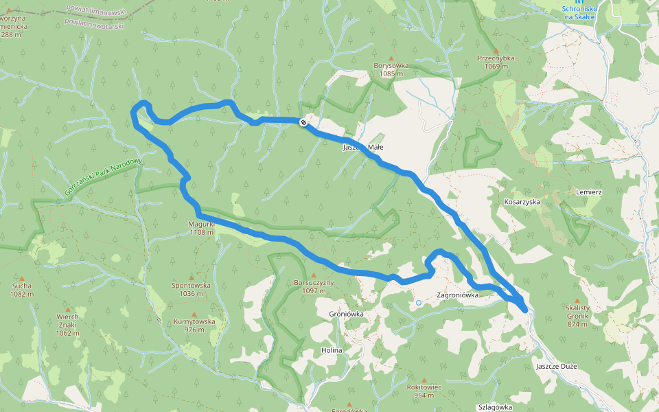 Ścieżka edukacyjna „Dolina potoku Jaszcze” walking route map in Ochotnica Górna