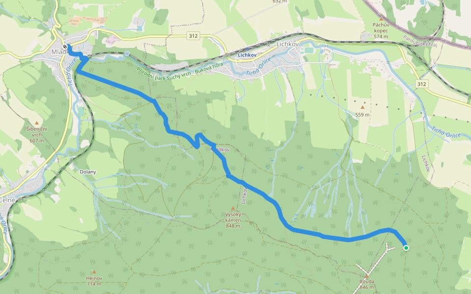 [Ž] Mladkov - Bouda walking route map in Králíky