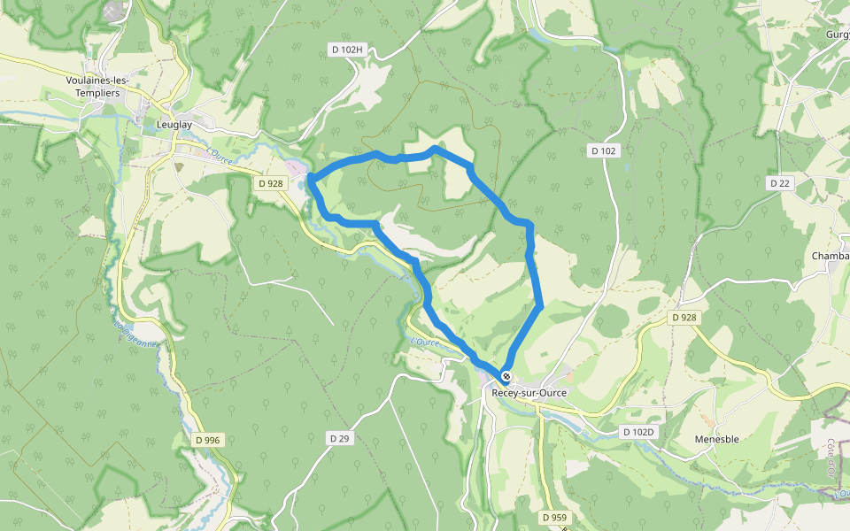 Circuit de Lugny walking route map in Recey-sur-Ource