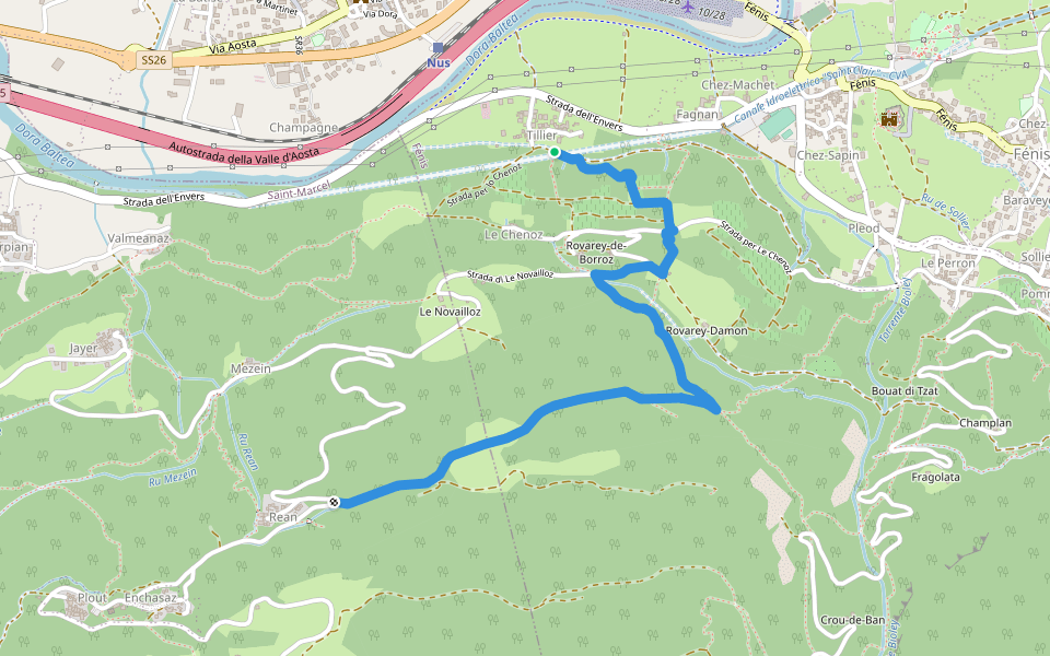 Sentiero 11 - Tillier-Réan - E walking route map in Tillier