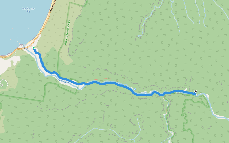 Ballroom Overhang walking route map in Fox River