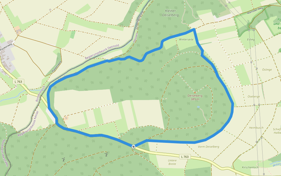 Grenzland-Rundweg 1 walking route map in Trendelburg