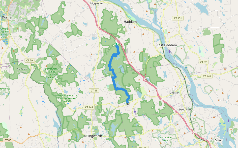 Cockaponset Trail walking route map in Haddam