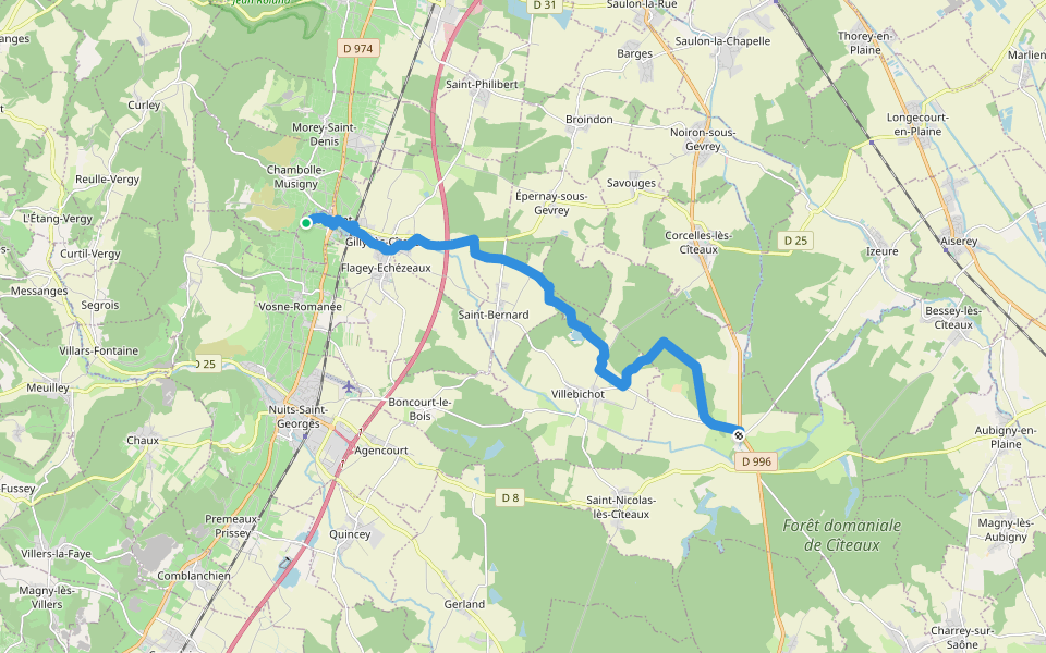 Circuit des Moines (Vin - Divin) walking route map in Vougeot