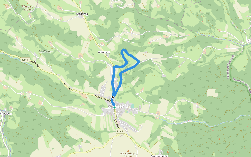 Wiesmath - Hölle Braunstorfer - Annaberg - Wiesmath walking route map in Wiesmath
