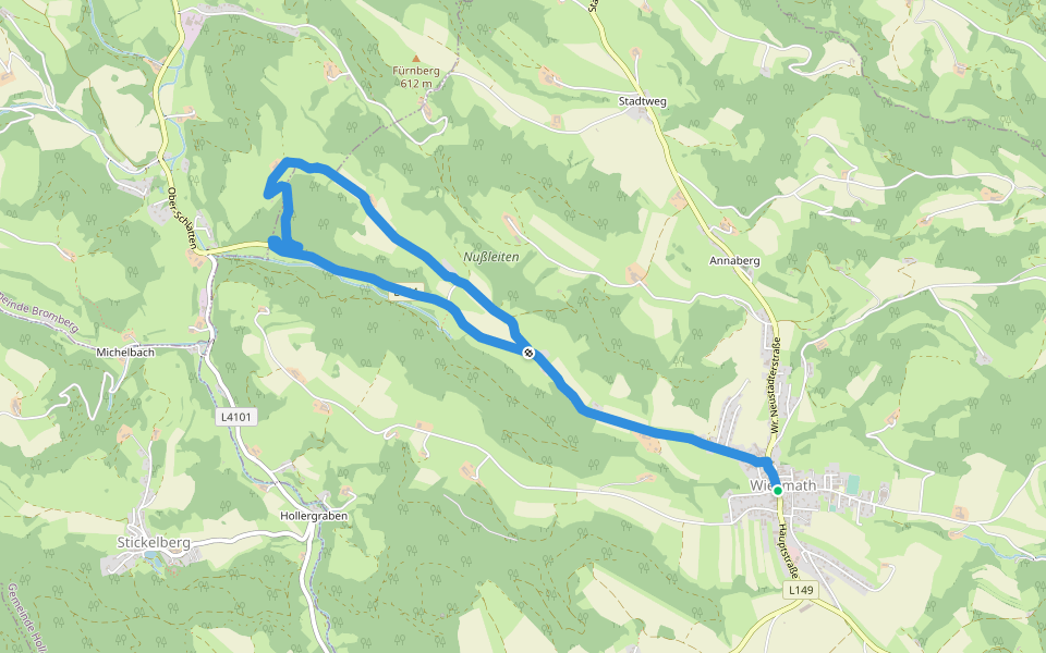 Wiesmath - Nußleiten - Süßhof - Wiesmath walking route map in Wiesmath