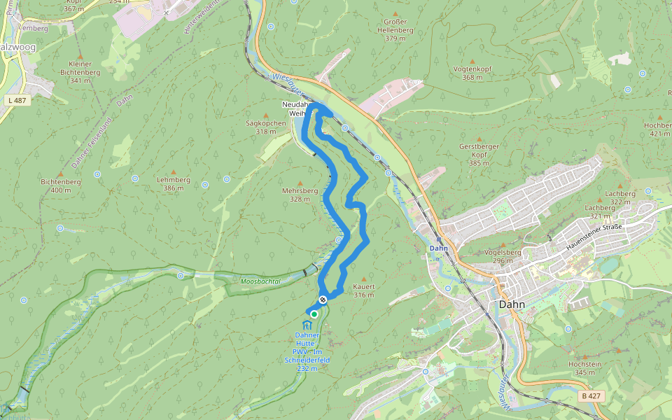 Burg Neudahn-Tour walking route map in Dahn