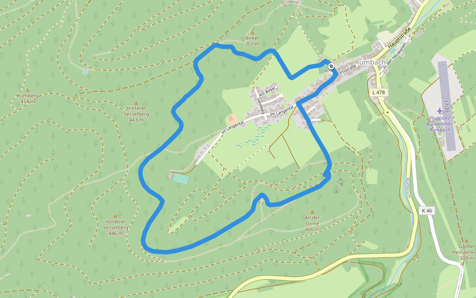 Panoramaweg walking route map in Rumbach