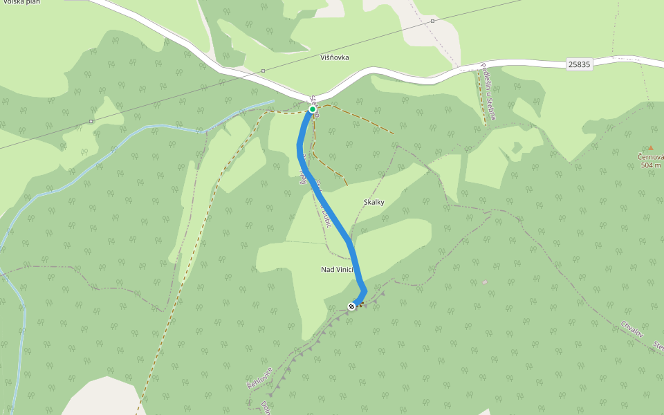 k vyhlídce Skalky walking route map in Stebno