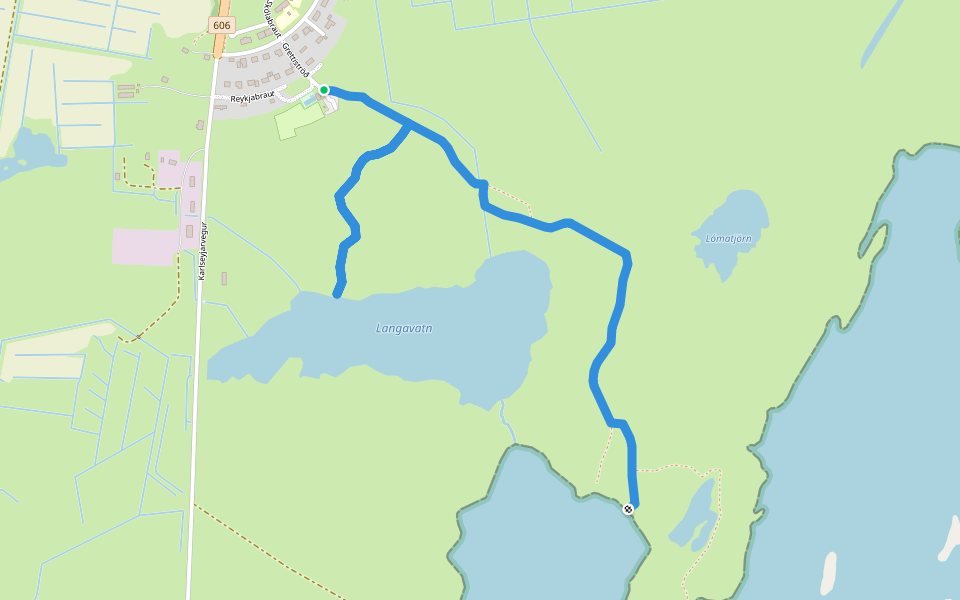 Vögel und heise Quellen - Reykholar walking route map in Reykhólar