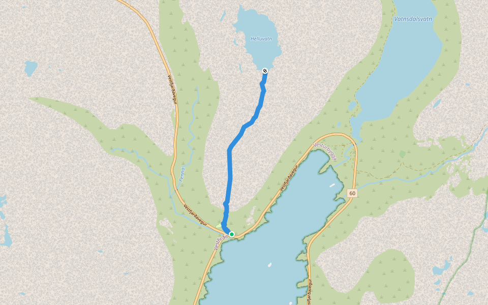Helluvatn walking route map in Flókalundur