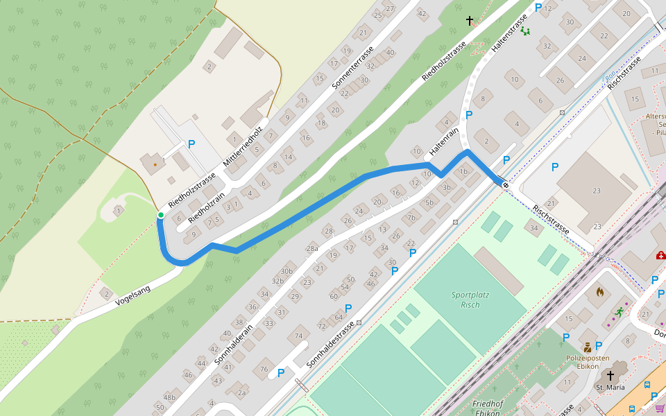 Ebikon - Ober Riedholz walking route map in Ebikon