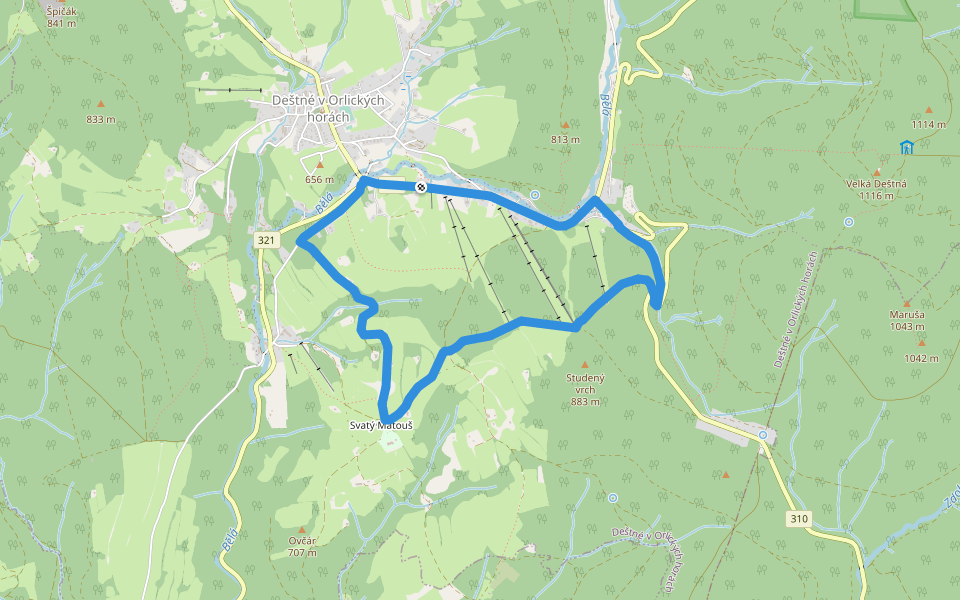 NS Deštné v Orlických horách walking route map in Deštné v Orlických horách