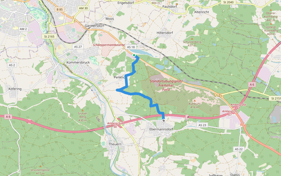 Luxemburger Weg walking route map in Kümmersbruck