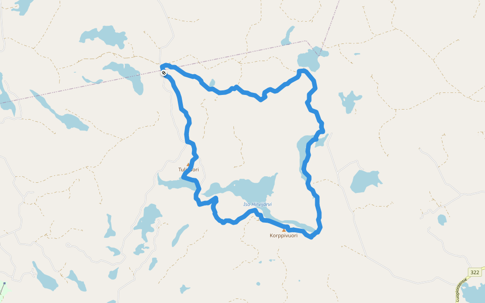 Hirvijärven kierros walking route map in Metsäkulma