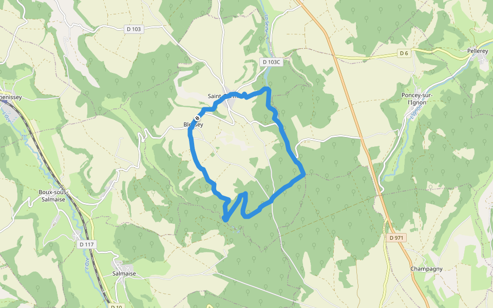 Promenade Source-Seine walking route map in Source-Seine