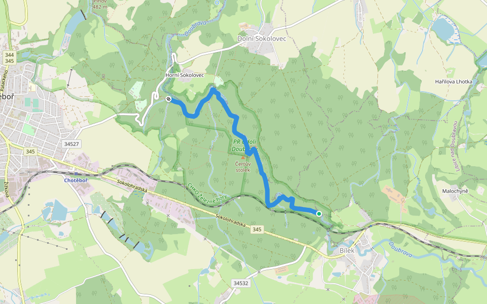 NS Údolím Doubravy walking route map in Chotěboř