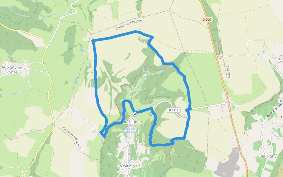 Tour du Bout du Monde walking route map in Cormot-Vauchignon