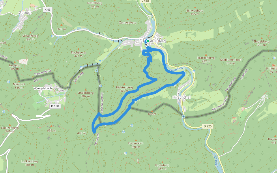 Graf-Zeppelin-Weg walking route map in Schönau (Pfalz)