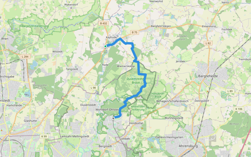 Ohlstedt - Kayhude (OH - K) walking route map in Kayhude