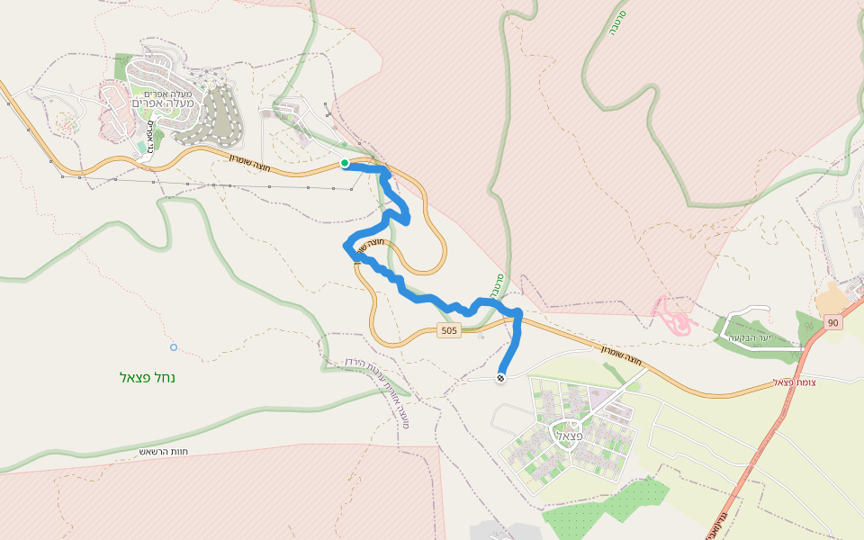 שביל המפקדים walking route map in Ma'ale Efrayim
