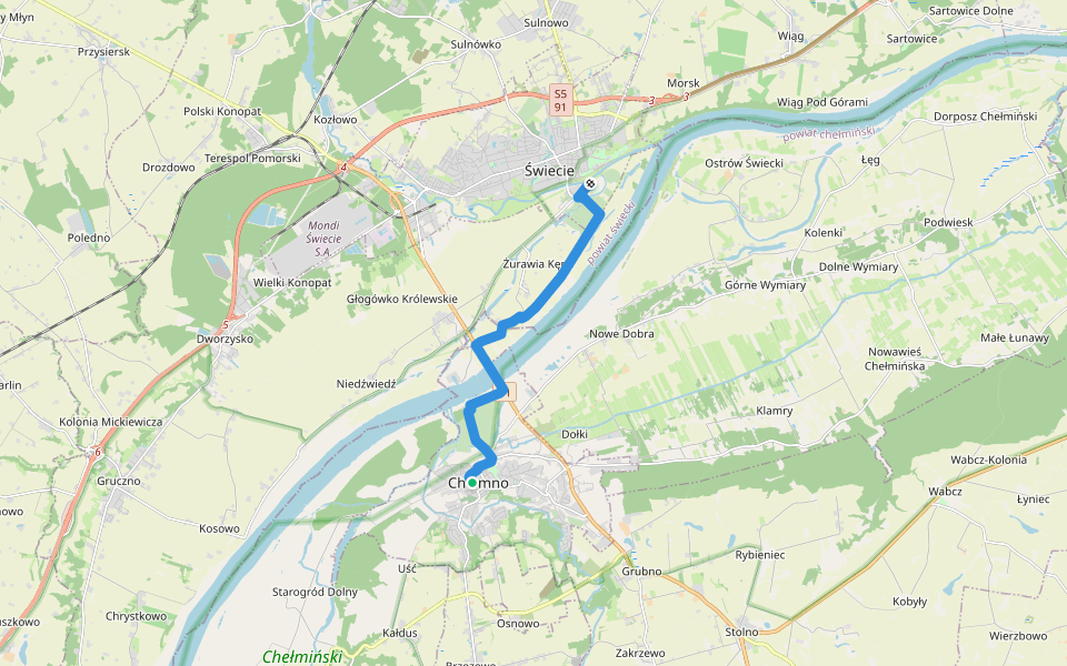 Szlak Mestwina walking route map in Chełmno